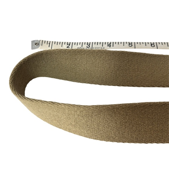 L.L. Bean Belt Square Ring Buckle Cotton Web & Leather Khaki Made in USA Vintage - Picture 6 of 12